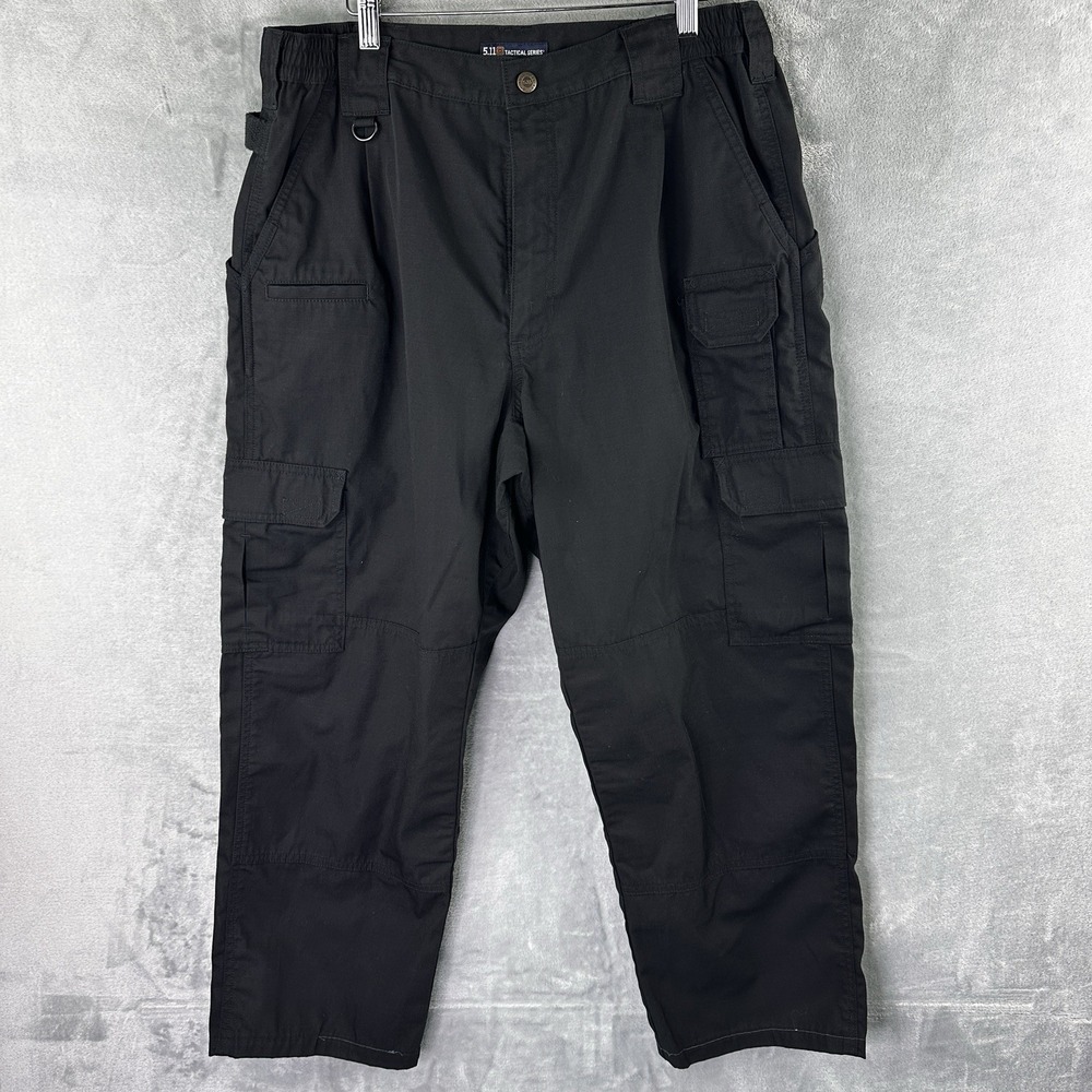 5.11 Tactical Series Pants Mens Large Black Cargo Utility Workwear 36x27 Ripstop